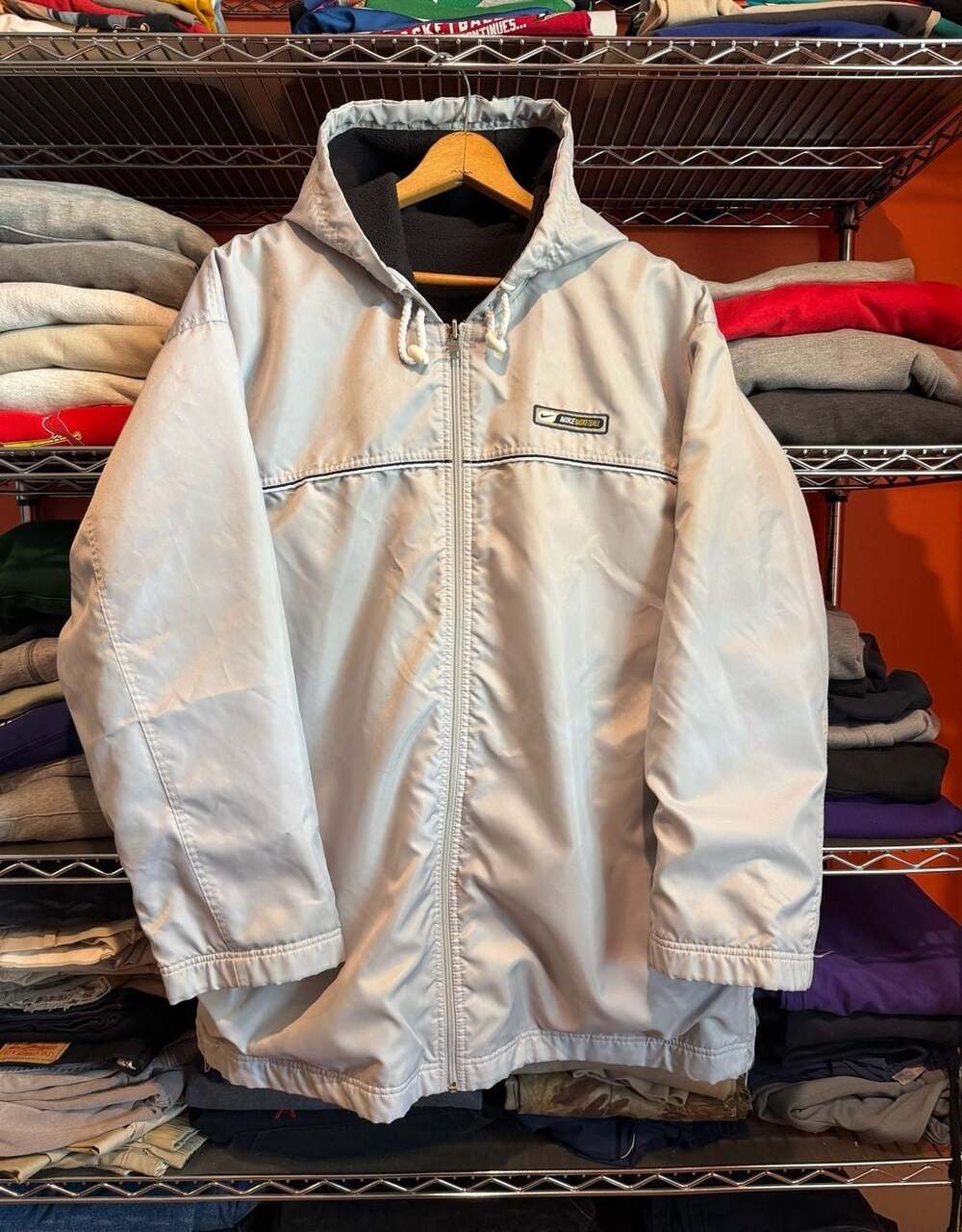Nike Basketball Jacket Parka Windbreaker Men Large Grey Full Zip Reversible